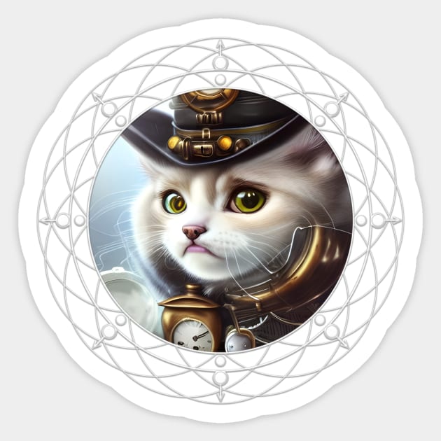 Cute little steampunk kitten Sticker by Nicky2342